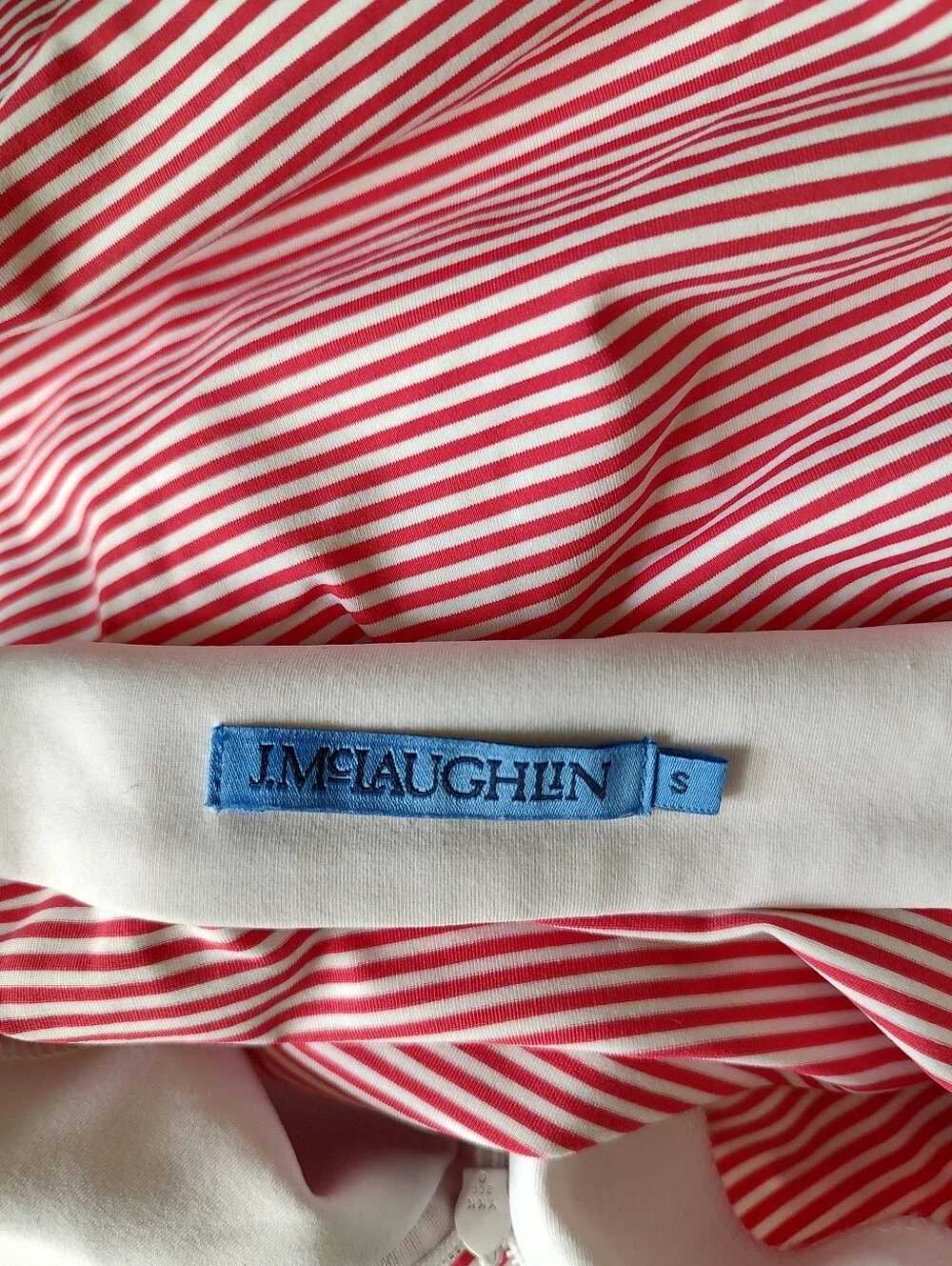 J. McLaughlin Catalina Cloth 1/4 Zip Red And White Stripe Golf Tennis Prep Top S